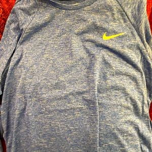NIKE long sleeve blue/gray DRI-FIT swim shirt.